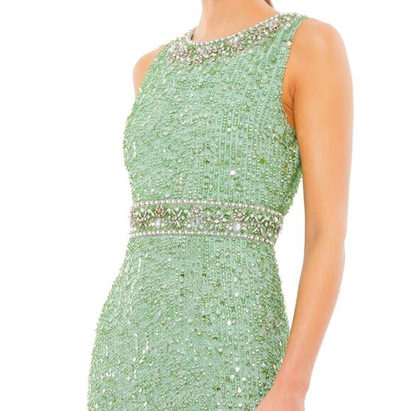 Mac Duggal 10839 Jewel Neck Sequin Gown Dress Mint Size 6 NWT - Picture 3 of 15